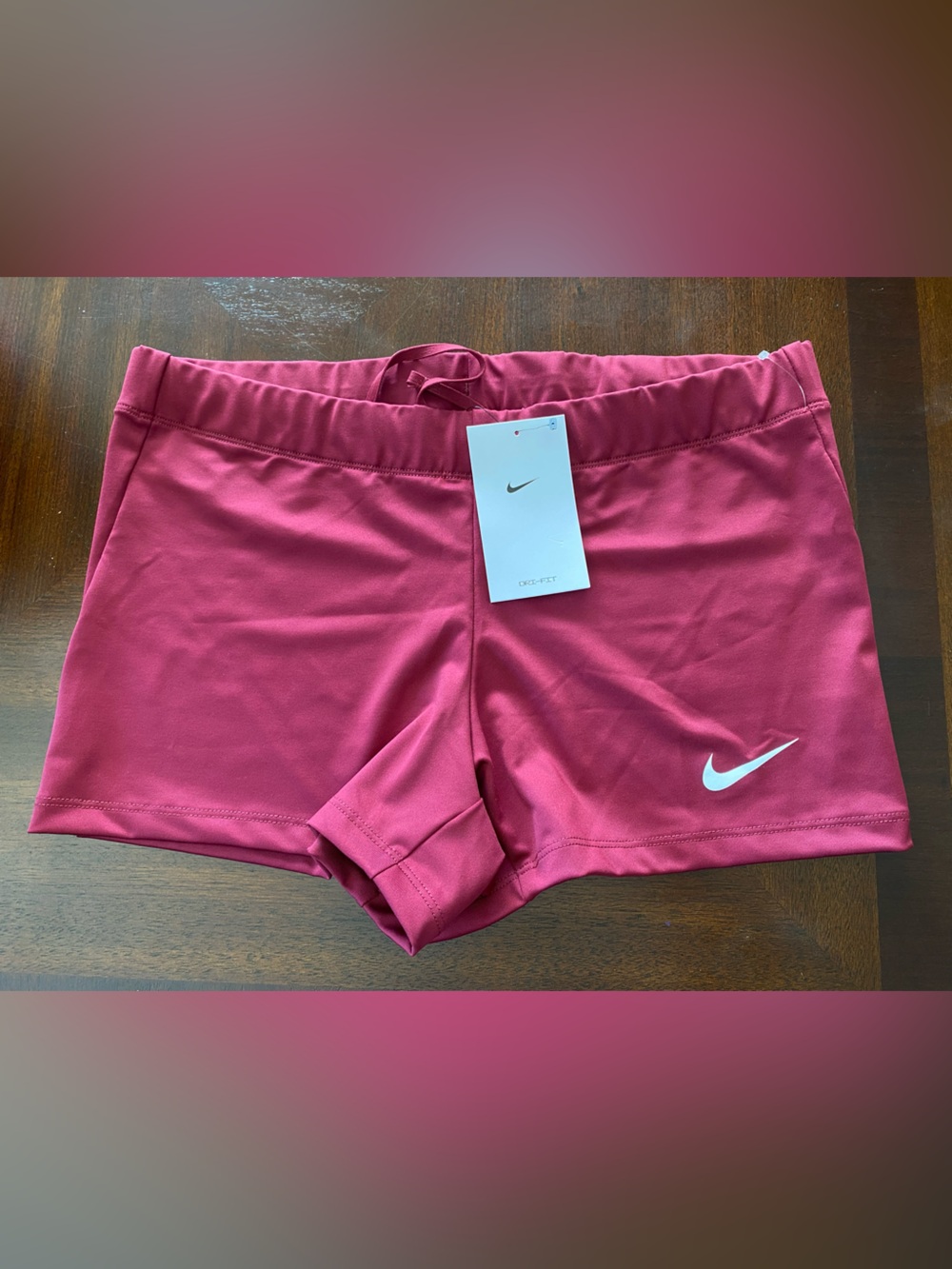Nike Women’s Athletic Shorts in Maroon with White Swoosh